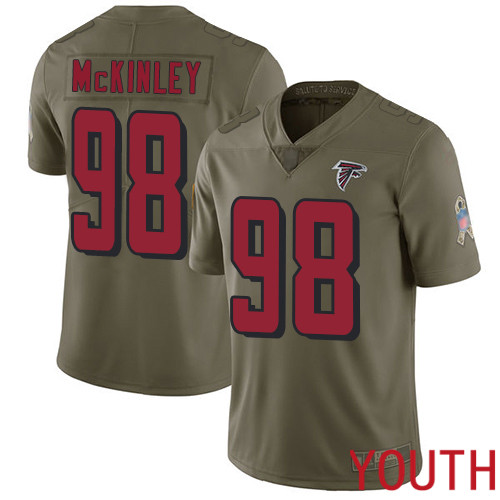 Atlanta Falcons Limited Olive Youth Takkarist McKinley Jersey NFL Football #98 2017 Salute to Service->youth nfl jersey->Youth Jersey
